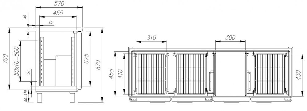 Стол холодильный Polus T57 M3-1-G X7 9006 (BAR-360С)
